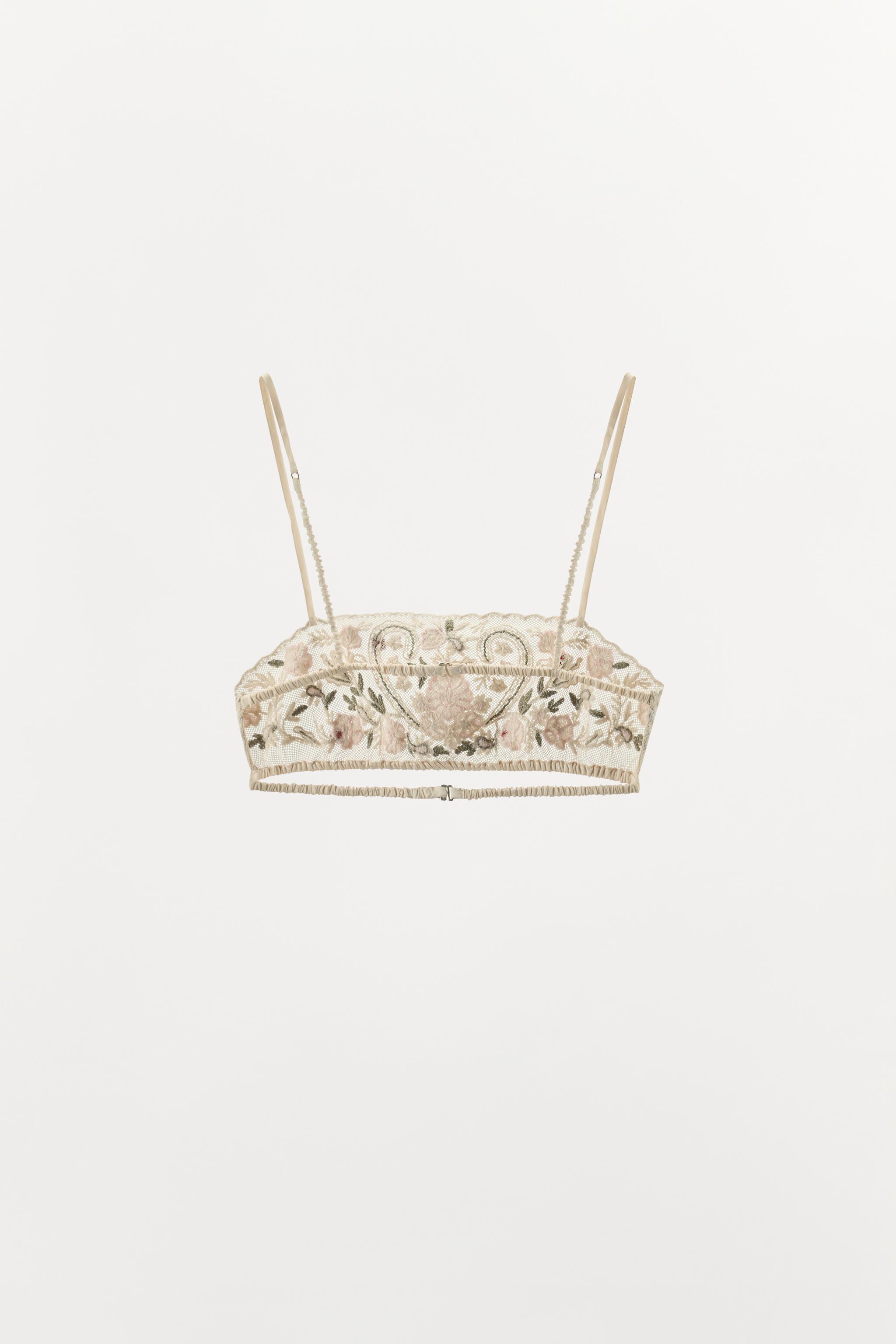 EMBROIDERED BEADED TULLE BRA
